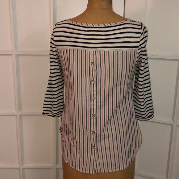 Anthro Postmark striped button back pocket T - Picture 4 of 6